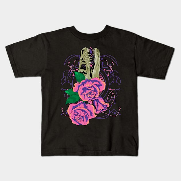 vintage rose skull Kids T-Shirt by SHINIGAMII